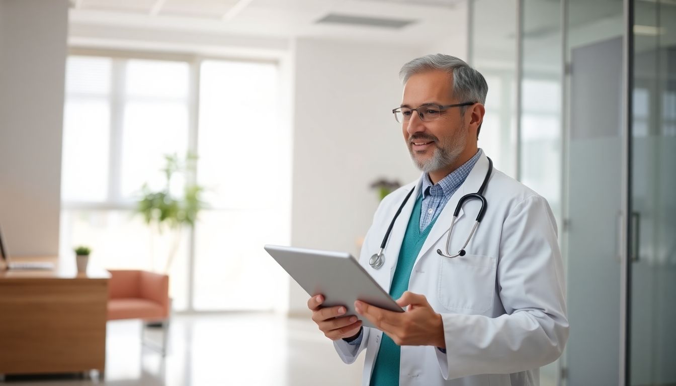 Vorbeugung gegen Hepatitis: Arzt mit Tablet.