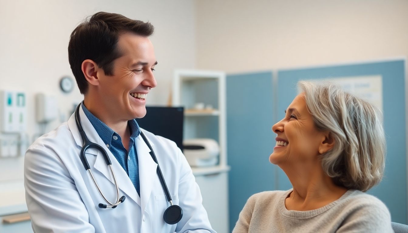 Behandlung von Gallensteinen: Arzt und Patientin