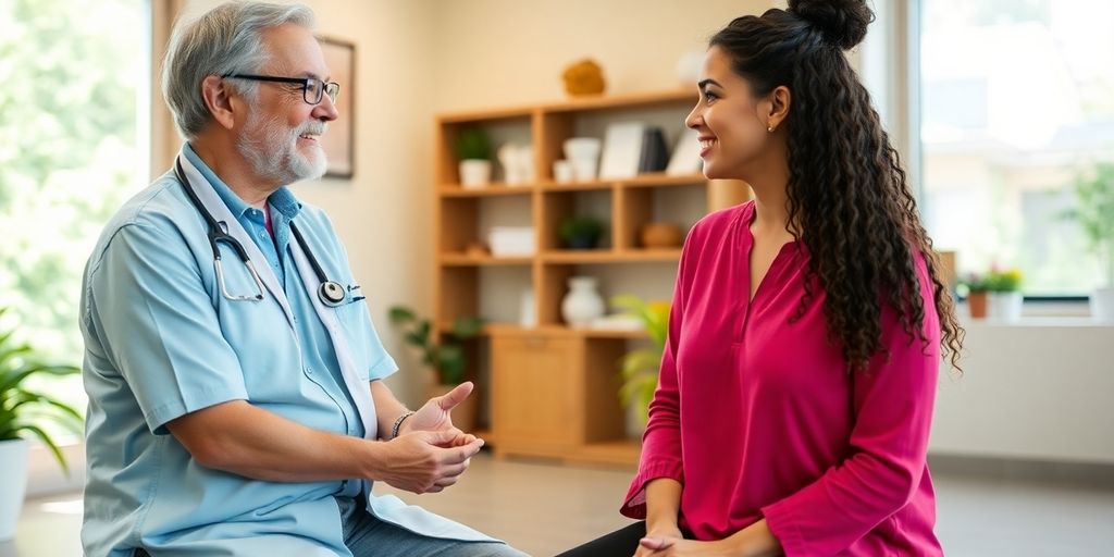 Gebärmutterhalskrebs: Frau wird von Arzt beraten