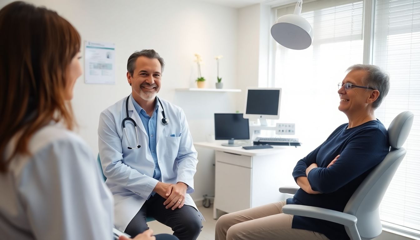 Arzt und Patient sprechen über Komplikationen bei Gürtelrose