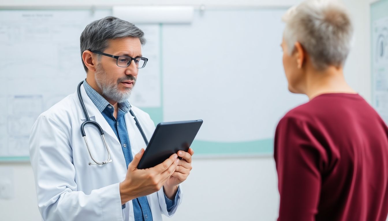 Epidemiologie von Mykosen: Doctor consulting with a patient about fungal infections.