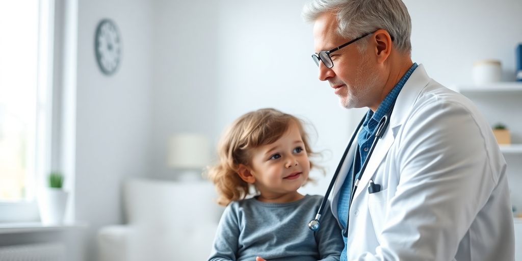 Hämolytisch-urämisches Syndrom bei Kindern: Ein Arzt spricht mit einem Kind in einer Arztpraxis.