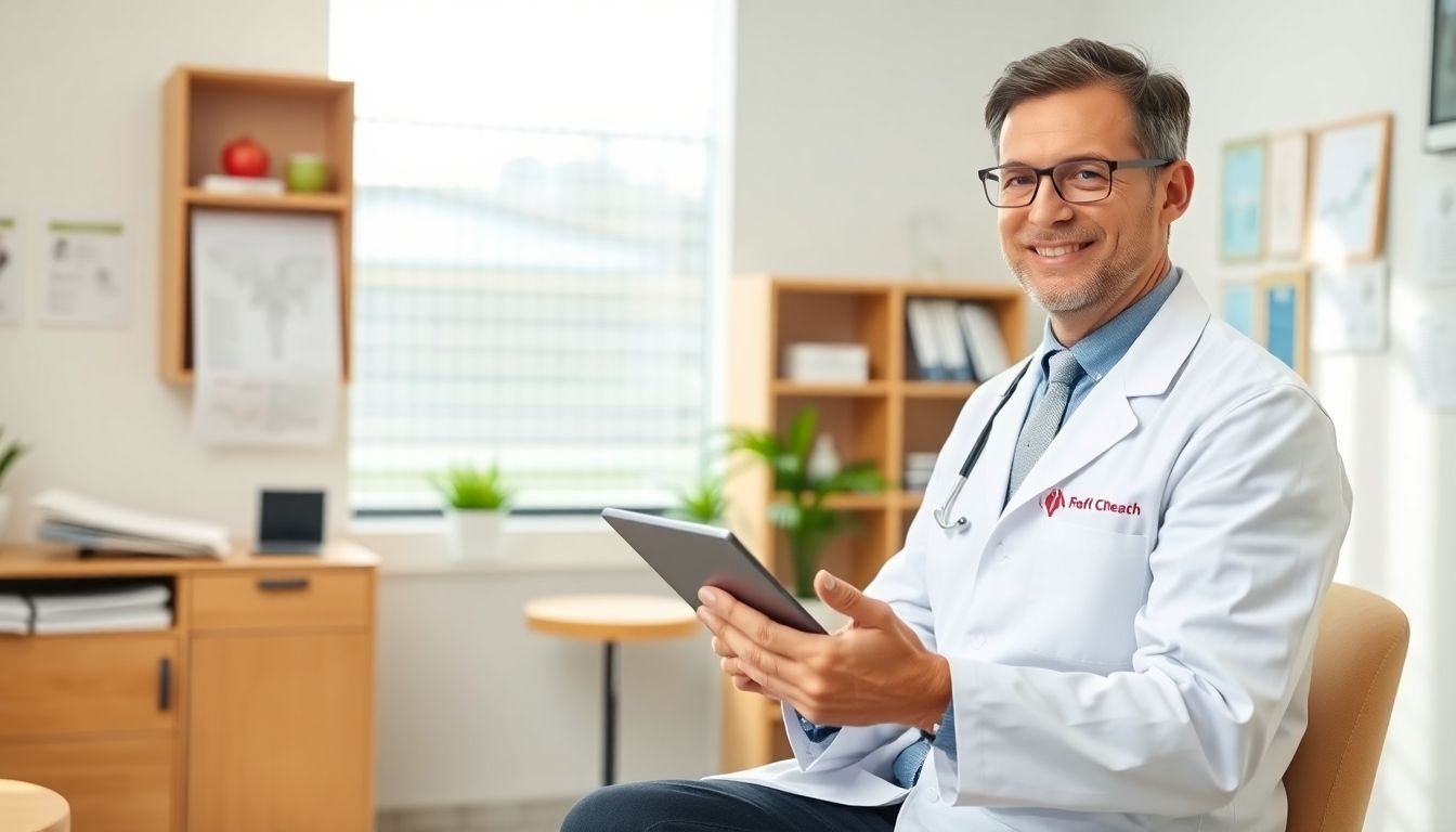 Arzt mit Tablet recherchiert: Hallux valgus und Alter