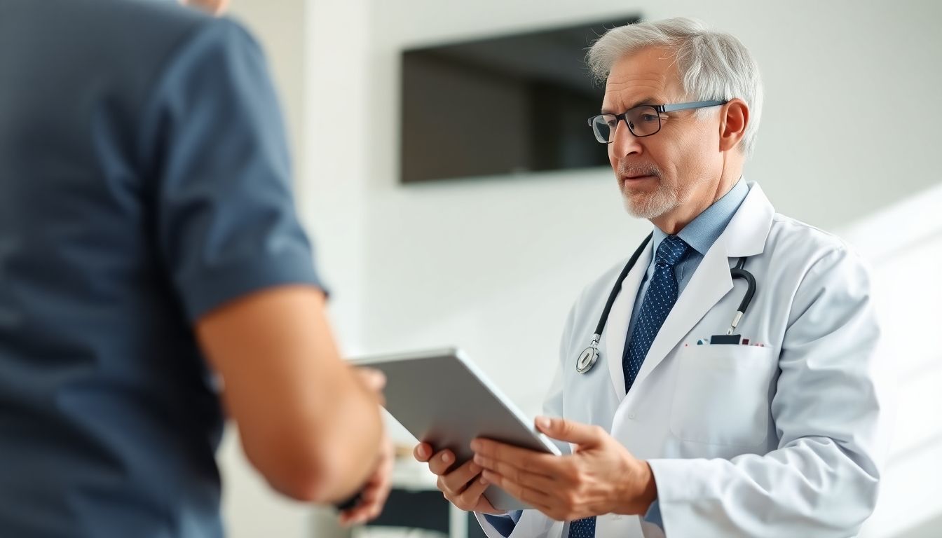 Charcot-Marie-Tooth-Krankheit: Arzt mit Tablet