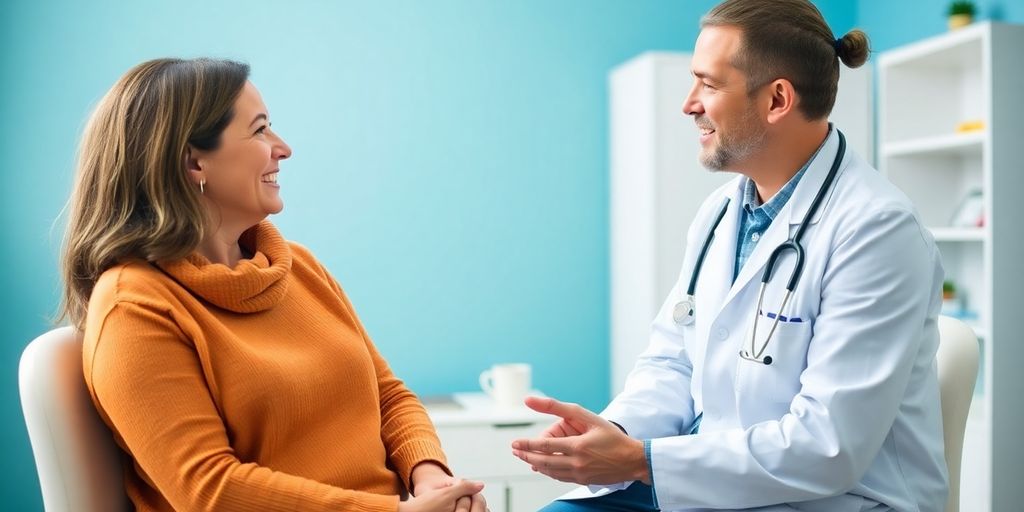 Charcot-Marie-Tooth-Krankheit: Patient und Arzt in einer hellen Arztpraxis.