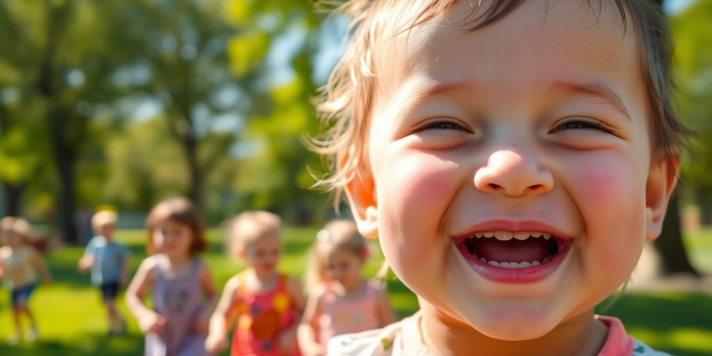 Ringelröteln und andere Kinderkrankheiten: Lachendes Kind im Freien, umgeben von Natur.