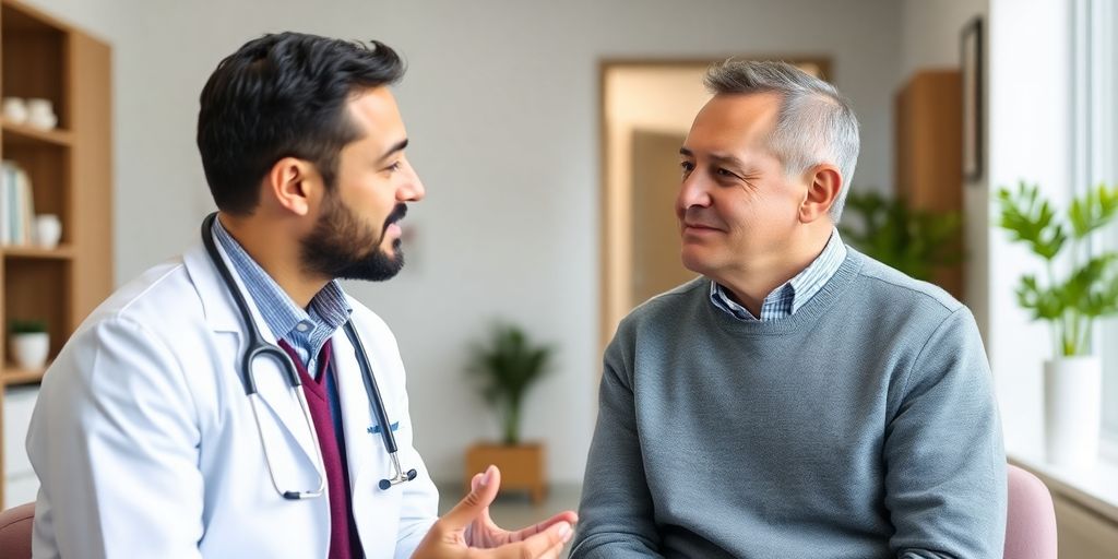 Patient und Arzt im Gespräch über Endokarditis Behandlung.
