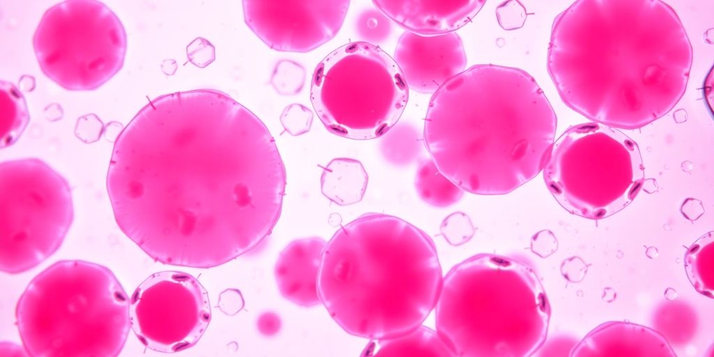 Nahaufnahme von Blutstammzellen unter dem Mikroskop.