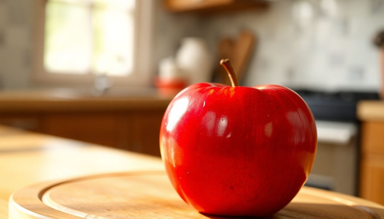 Lebensstil und Anämie: Frischer Apfel in Küche