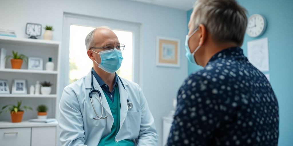 Arzt und Patient besprechen die Langzeitfolgen von Corona