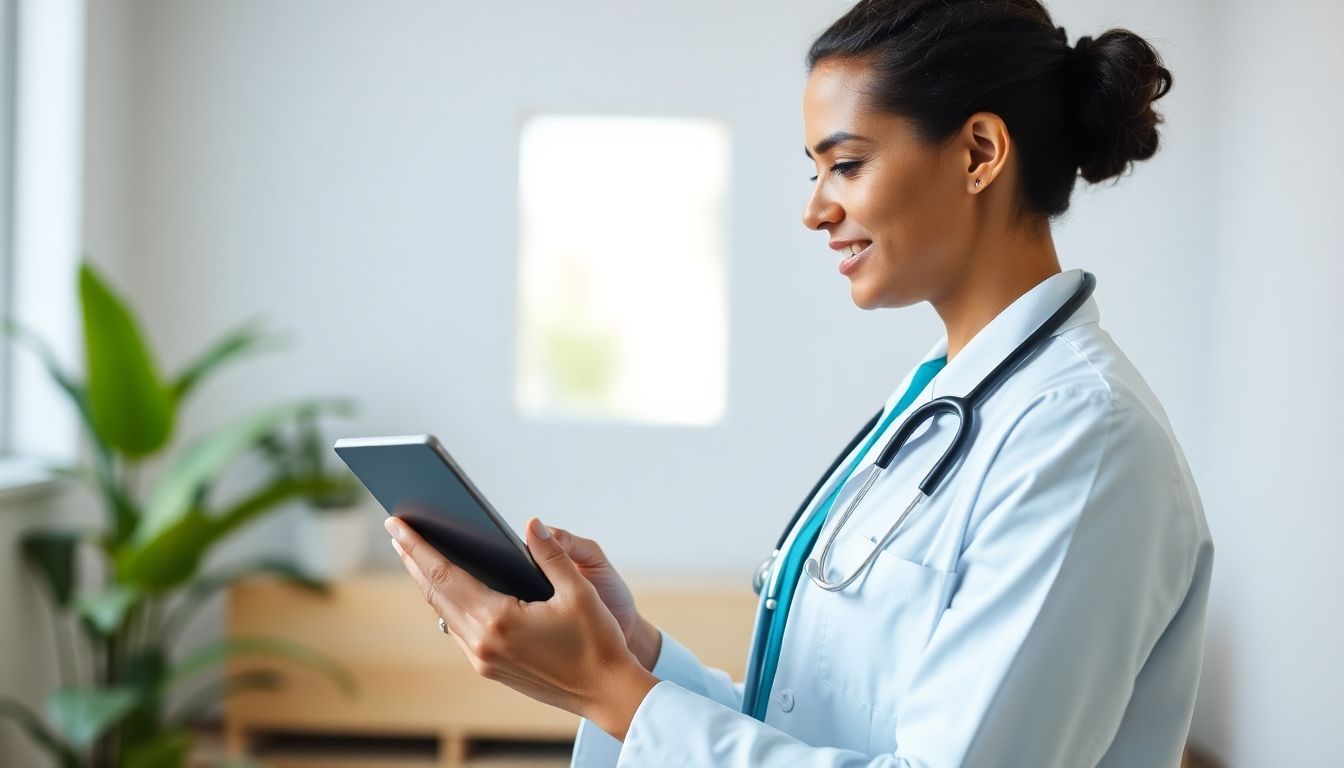 Bilharziose und ihre Symptome: Ärztin mit Tablet