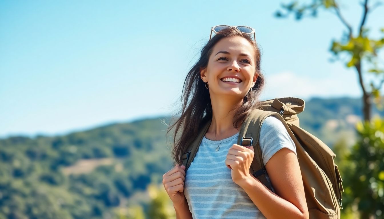 Blasenentzündung und Reisen: Frau mit Rucksack auf Reisen