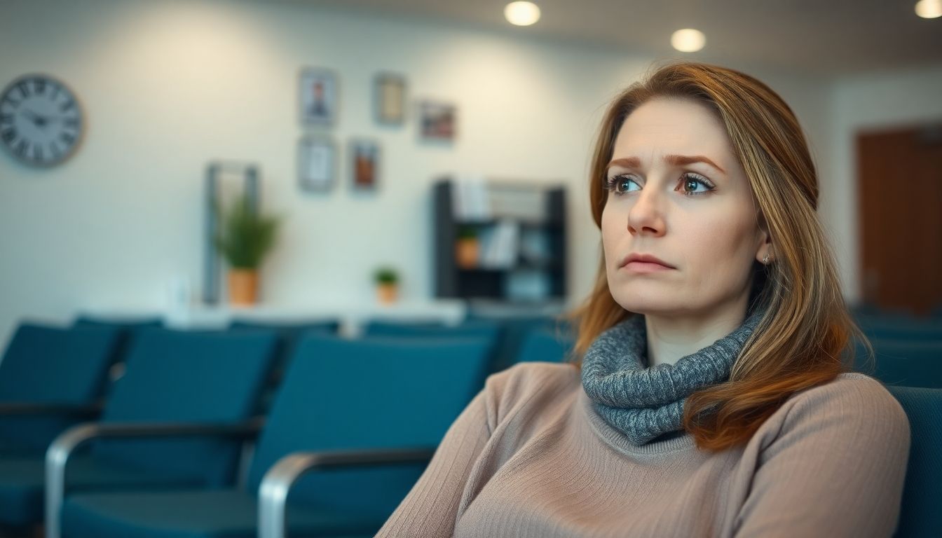 Blasenbildende Autoimmundermatosen: Frau im Wartezimmer