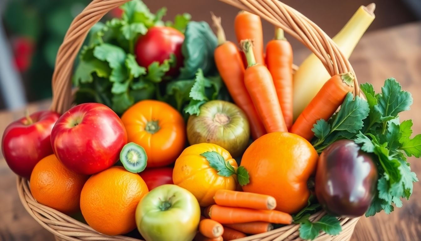 Dekubitus und Ernährung: Großer Obstkorb voller frischer Lebensmittel