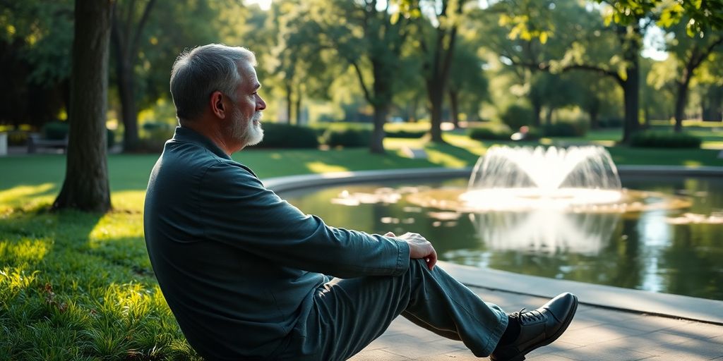 Autismus im Erwachsenenalter: Erwachsener sitzt nachdenklich in einem Park.