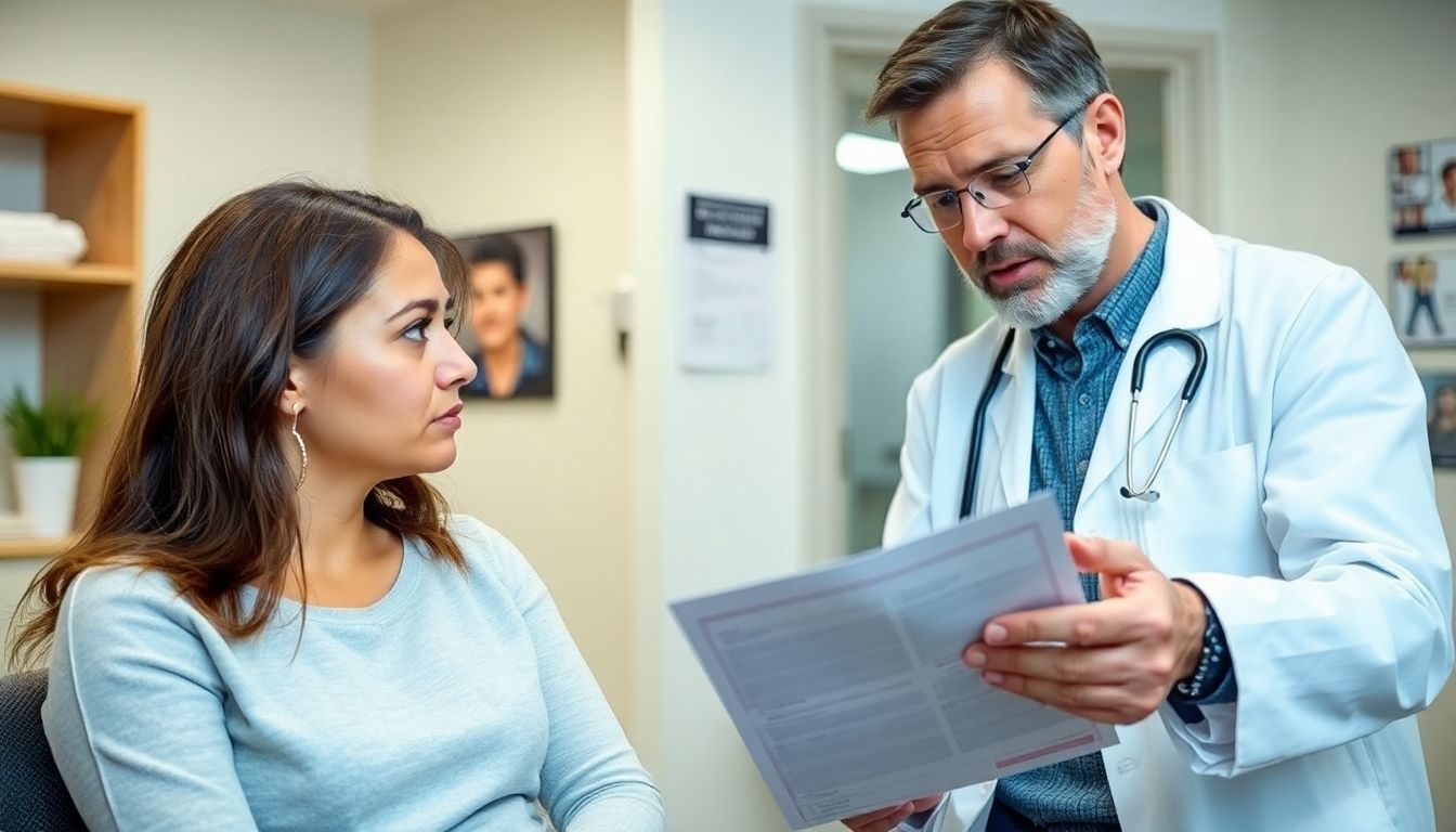 Zeckenbissfieber Symptome: Doctor and patient discussing tick-borne fever symptoms.