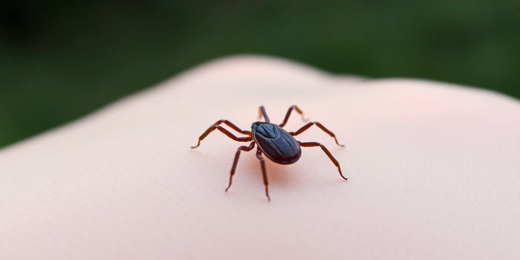 Epidemiologie des Zeckenbissfiebers: Foto eines Zecke auf menschlicher Haut.