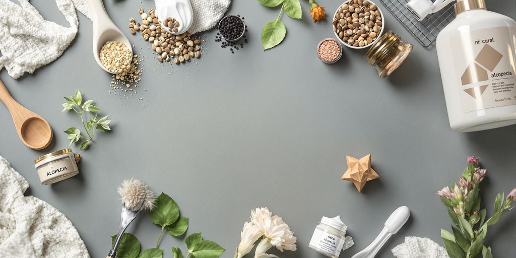 Behandlungsmöglichkeiten bei Alopezie mit verschiedenen Produkten.