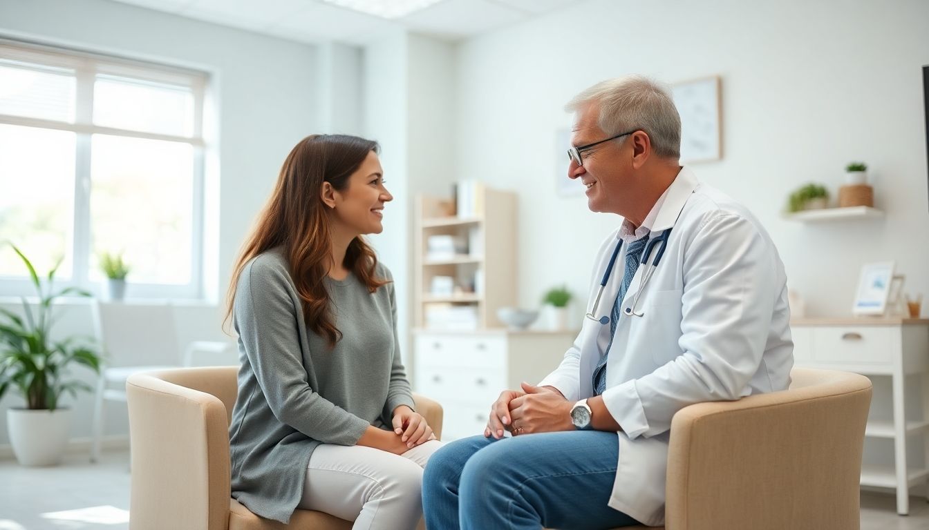 Arzt behandelt Patientin bei akute Appendizitis