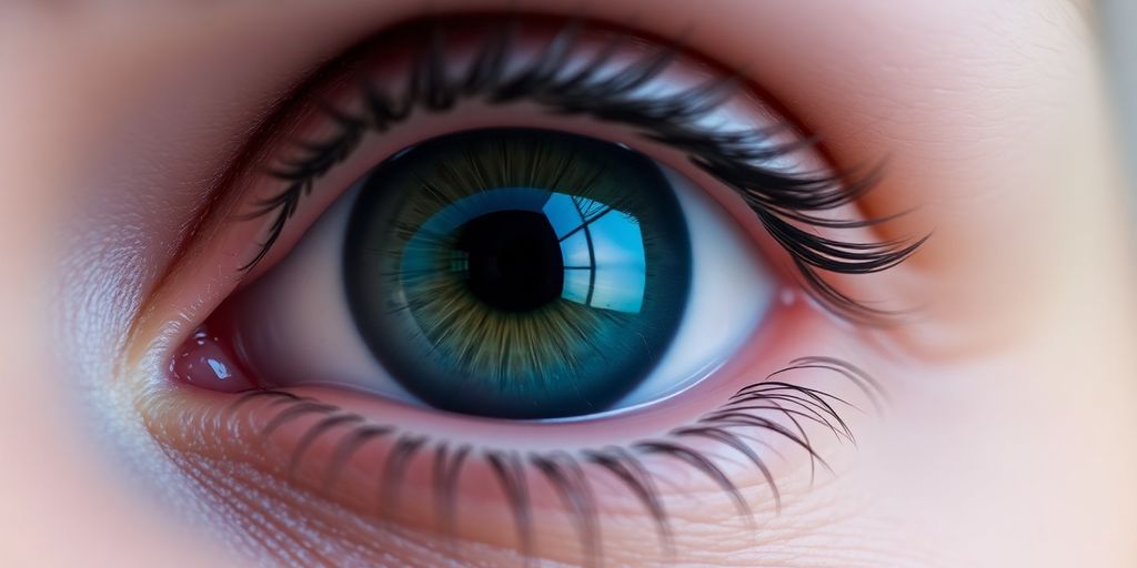 Nahaufnahme von Augen, die Kontaktlinsen tragen