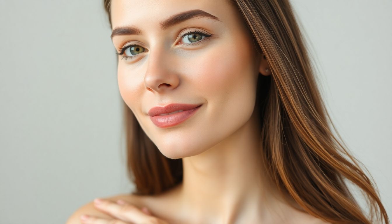 Frau mit glatter, gesunder Haut nach einem Peeling.