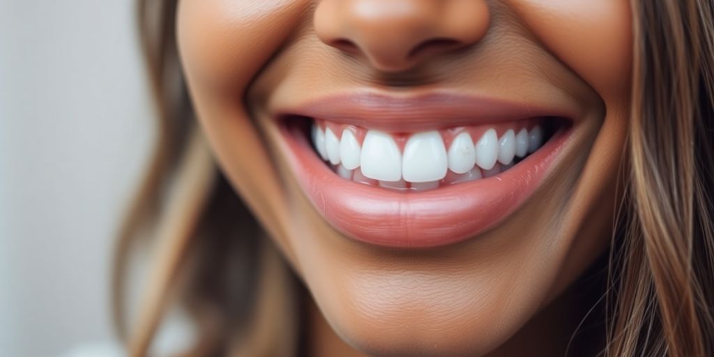 Lächelnde Frau mit Zahnspange