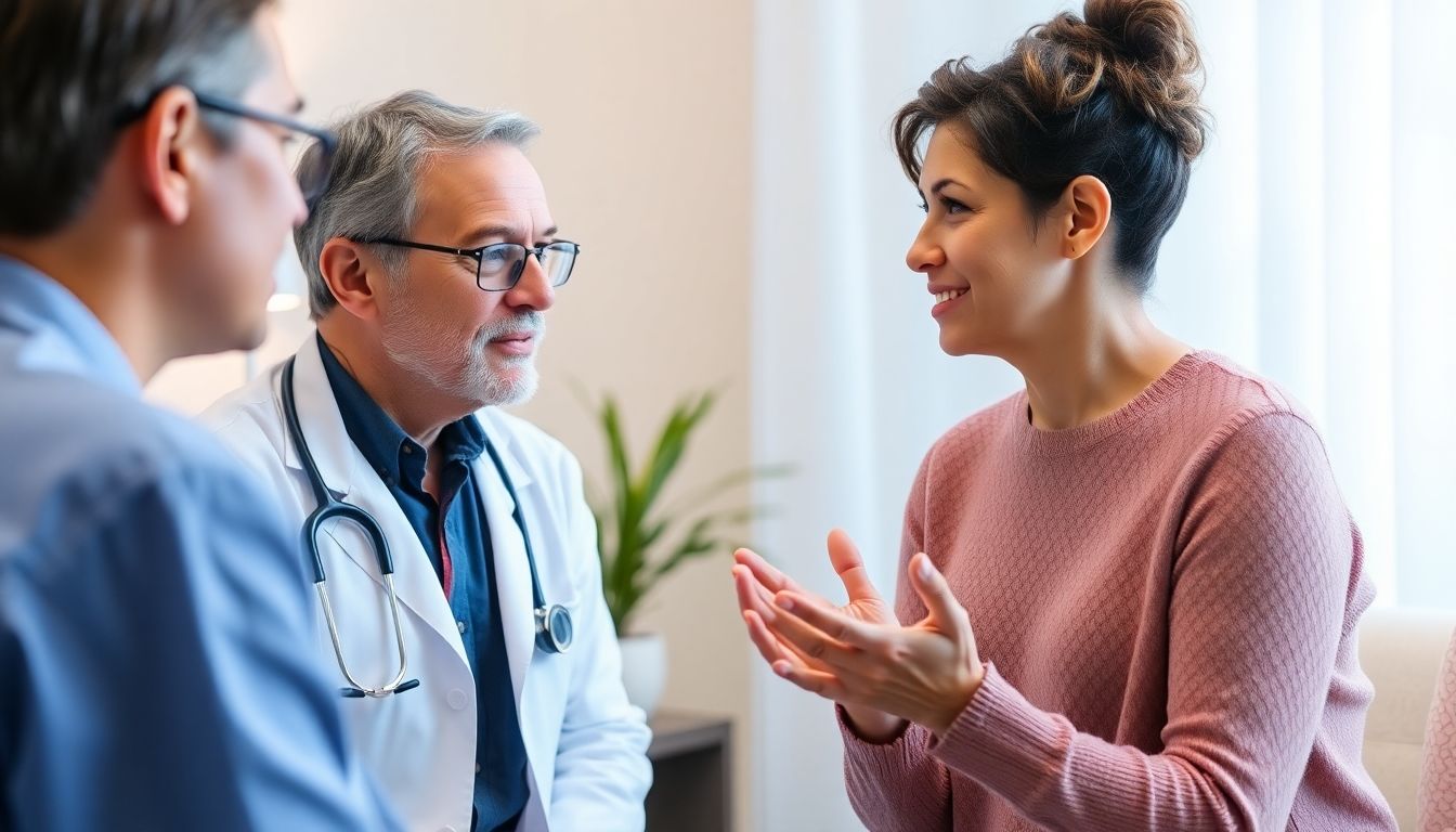 Magenballon: Doctor and patient discussing a medical procedure.