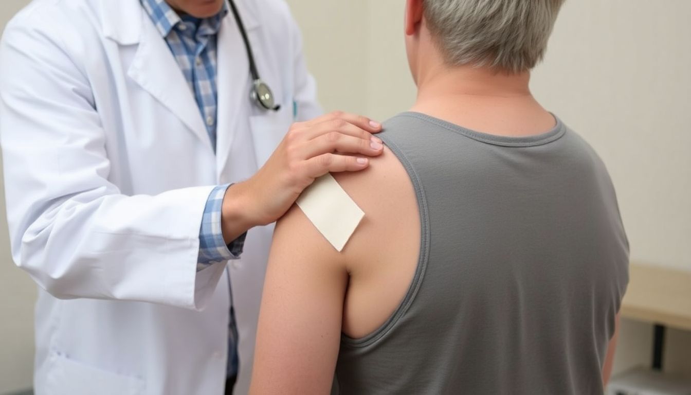 Gilchrist-Verband: Doctor and patient discussing a shoulder injury.