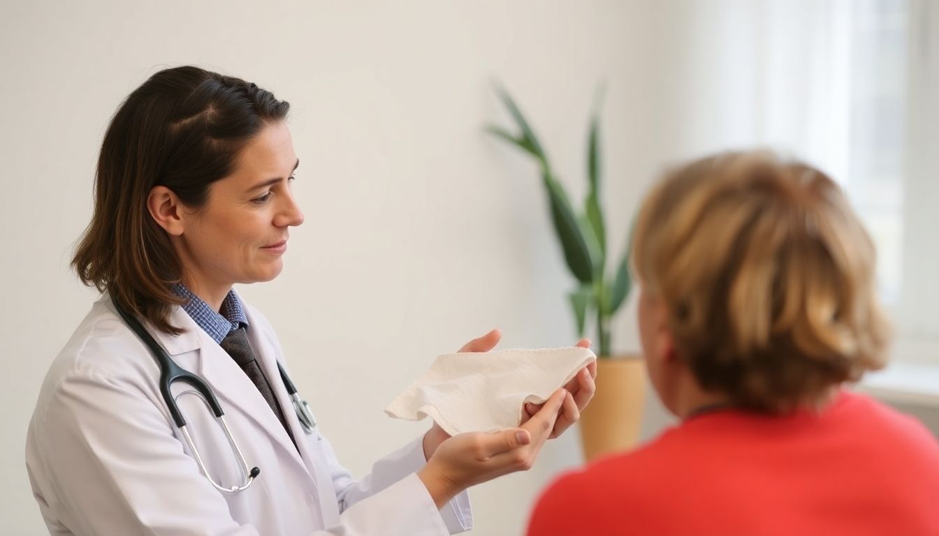 Materialkunde für Wadenwickel: Doctor discussing Wadenwickel application with a patient.