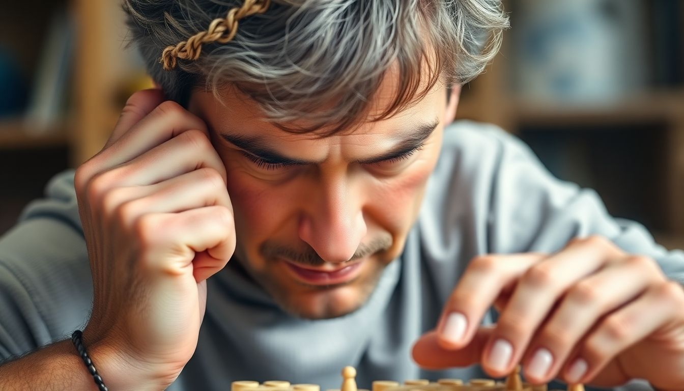 Kognitives Training: Person playing a puzzle game, thinking.