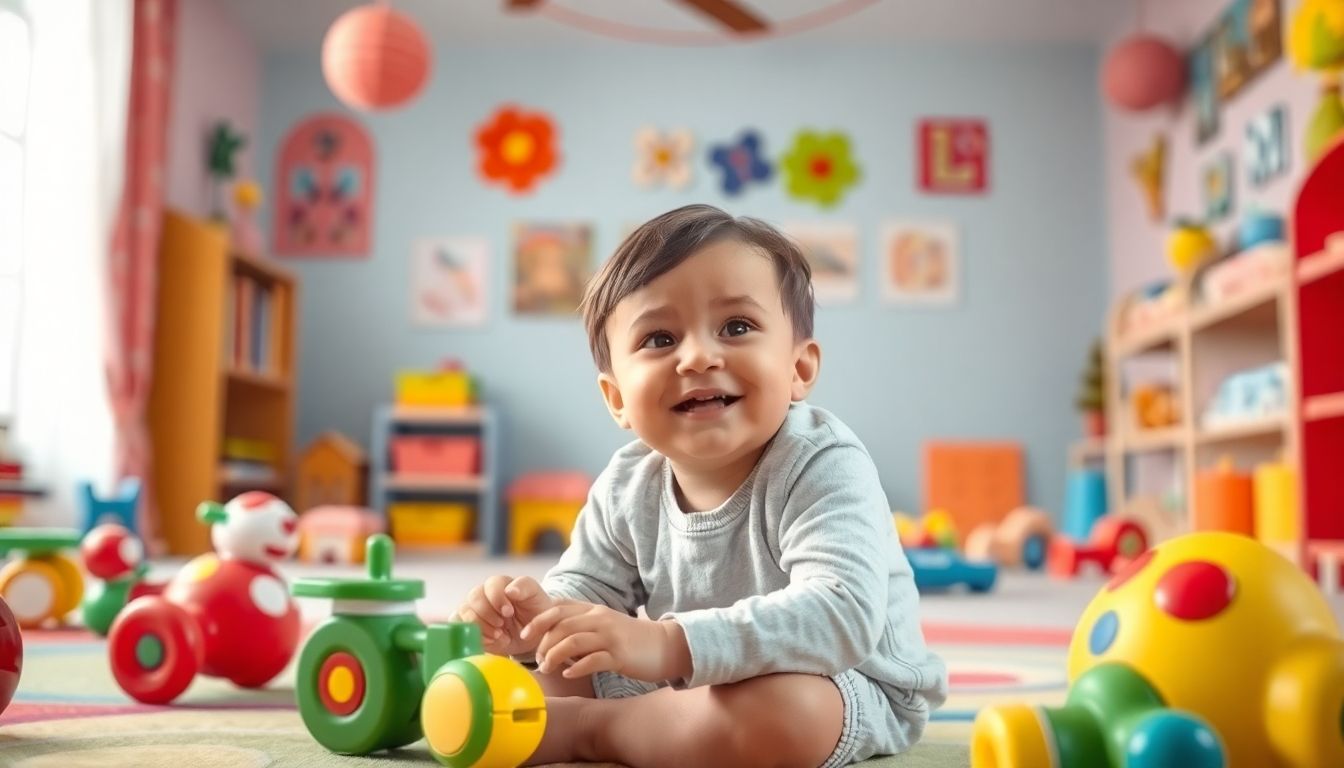 Prävention der Poliomyelitis: Child playing in a vibrant children's room.