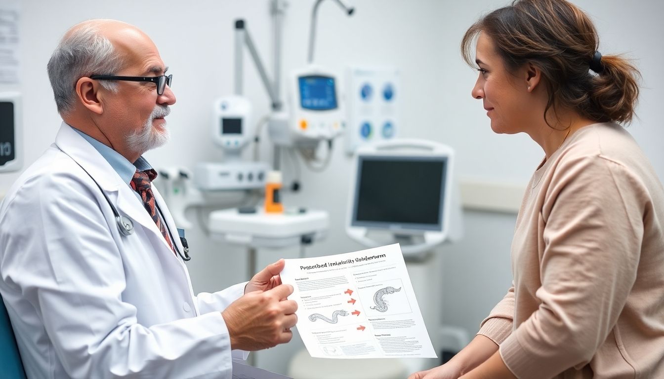 Behandlungsmöglichkeiten bei Rinderbandwurmbefall: Doctor and patient discussing Rinderbandwurm infection.