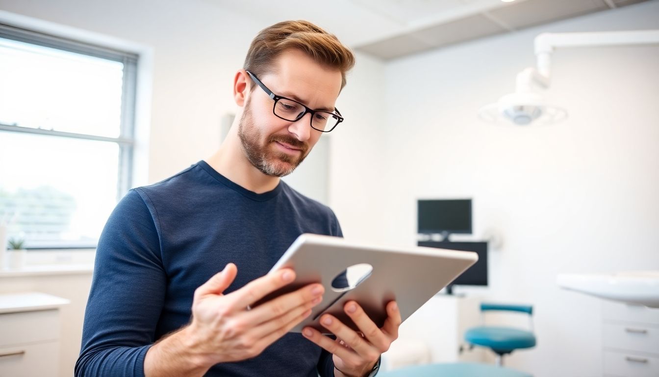 Kosten und Erstattung der Wurzelspitzenresektion: Mann mit Tablet