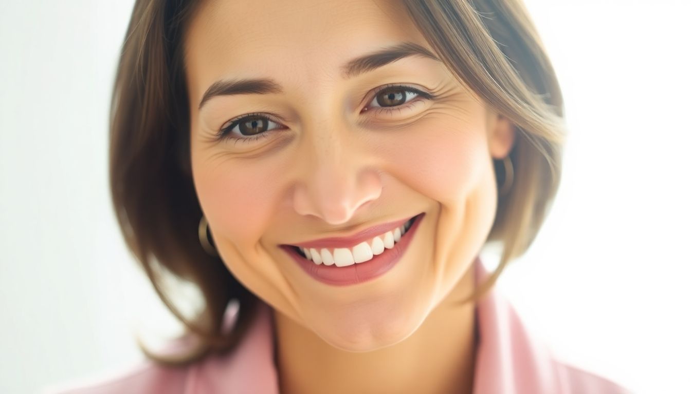 Endometriumablation: Smiling woman in a bright, clean room.