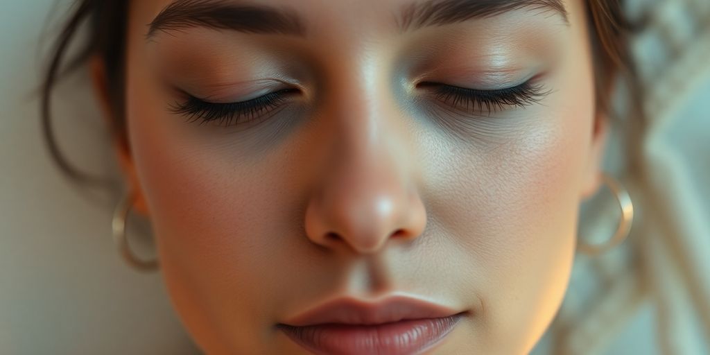 Hypnose: Nahaufnahme einer ruhigen Person mit geschlossenen Augen