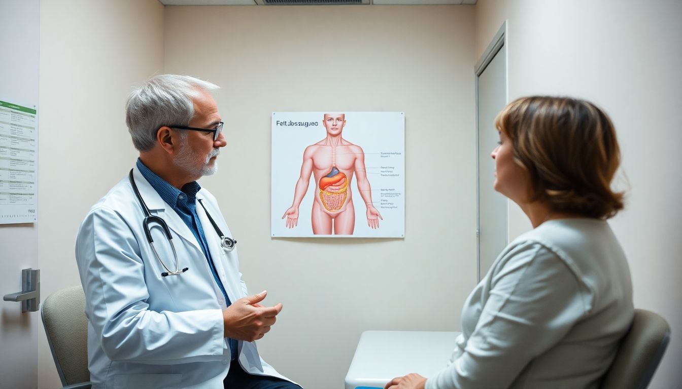 Arzt bespricht mit Patientin über Liposuktion