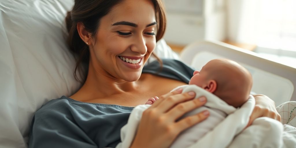 Mutter und Baby nach PDA-Geburt