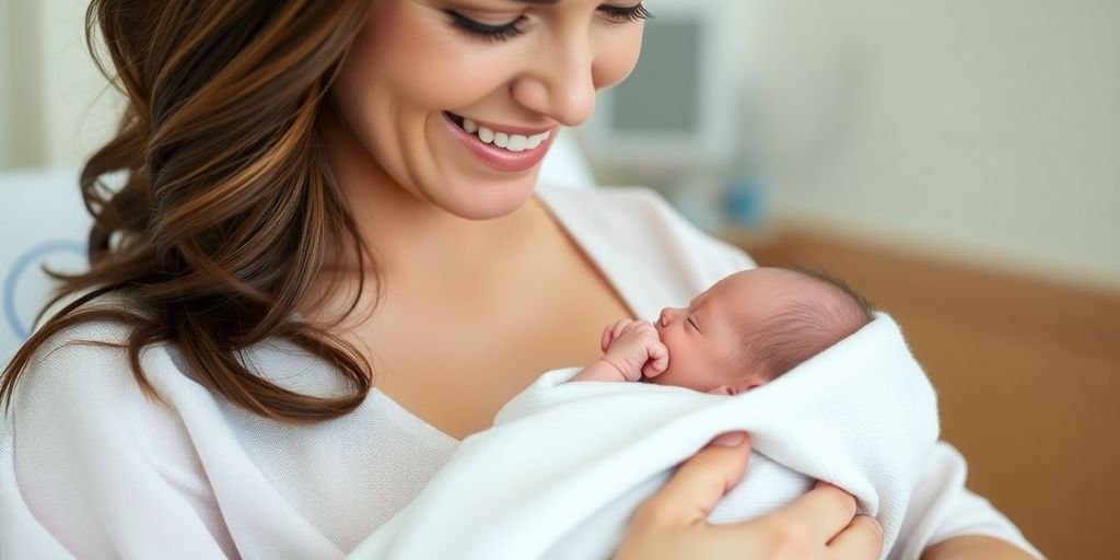PDA im Kontext der Geburtsplanung: Frau, die ihr Neugeborenes nach der Geburt hält