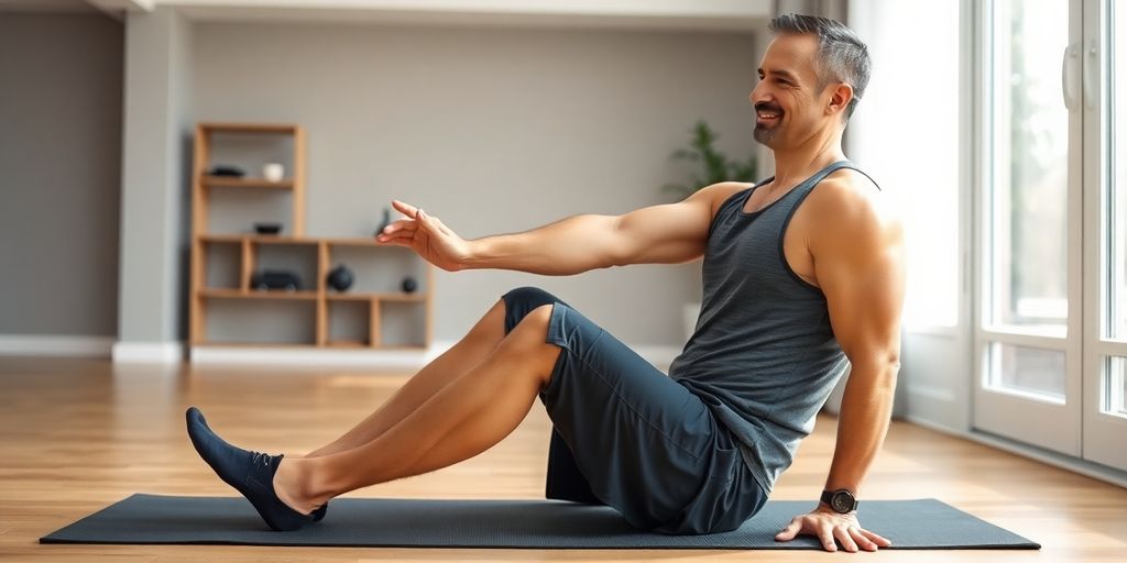 Beckenbodentraining für Männer: Mann trainiert Beckenboden, sitzend, aufrecht