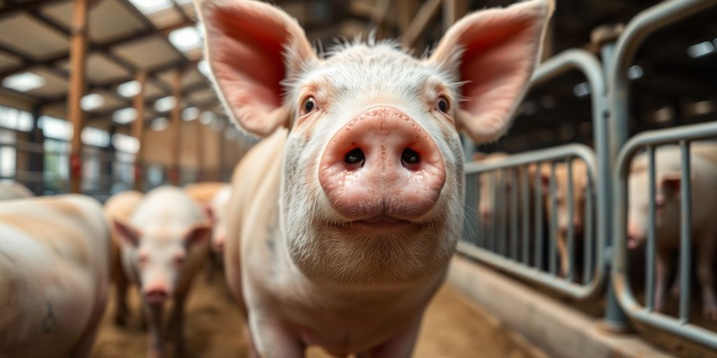 Gesundes Schwein in einem sauberen Stall.