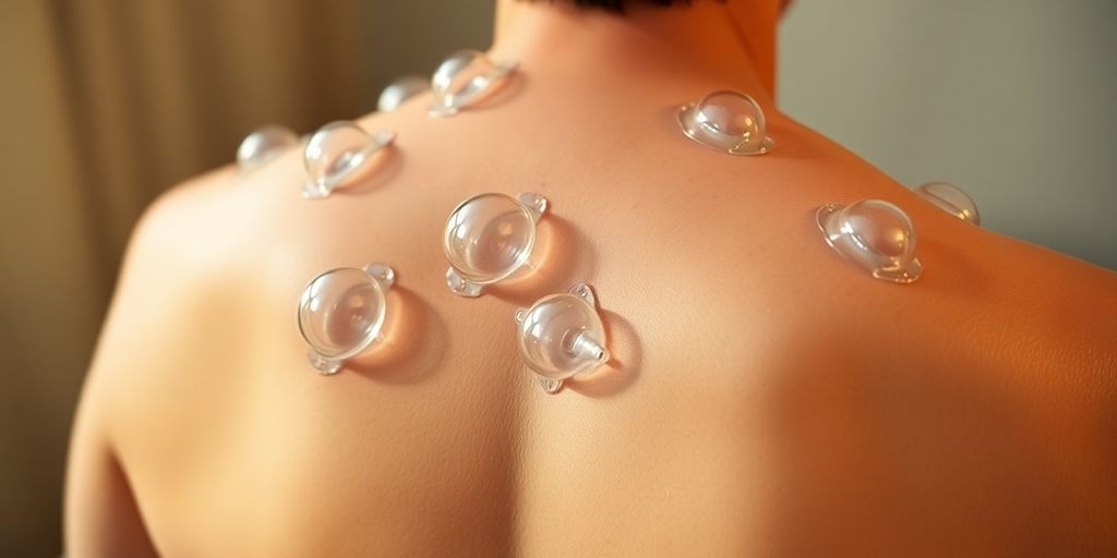 Schröpfkopfmassage auf nacktem Rücken