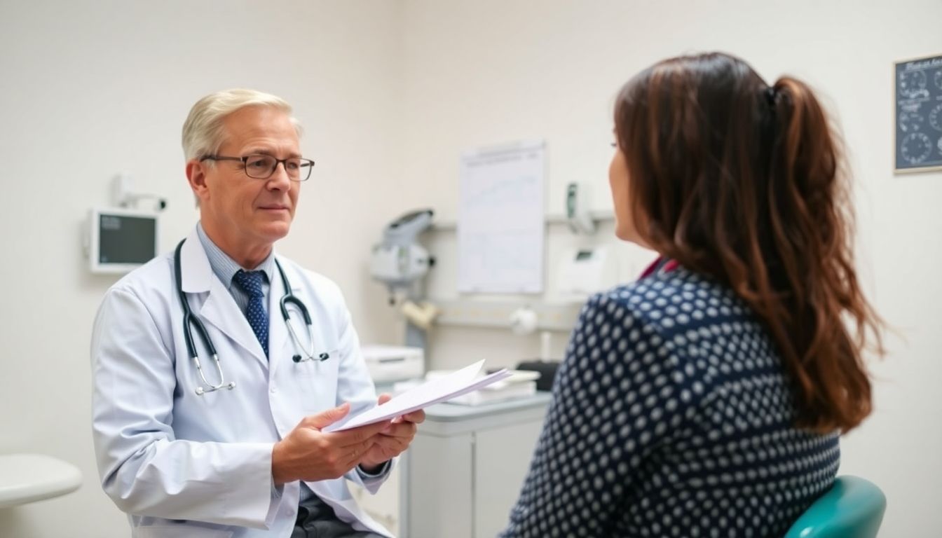 Langzeitprognose bei Wüstenrheumatismus: Doctor examining a patient in a clinical setting.