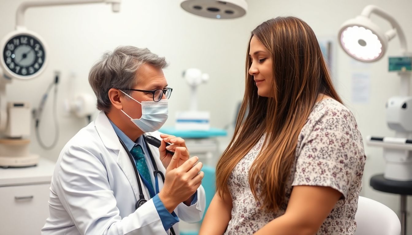 Maltafieber und seine Definition: Doctor examining a patient for Malta fever symptoms.