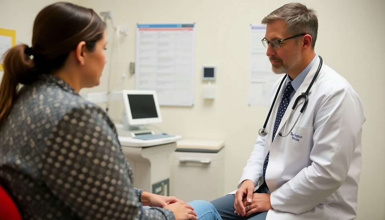 Diagnose von Maltafieber: Doctor examining a patient for Malta fever symptoms.