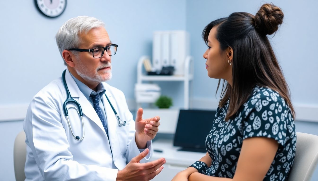 Doctor discussing Medinawurm symptoms with a patient.