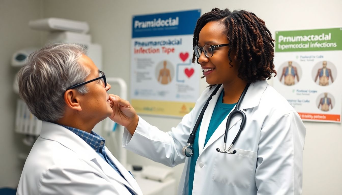 Pneumokokken und Sinusitis: Doctor examining a patient for pneumococcal infection.