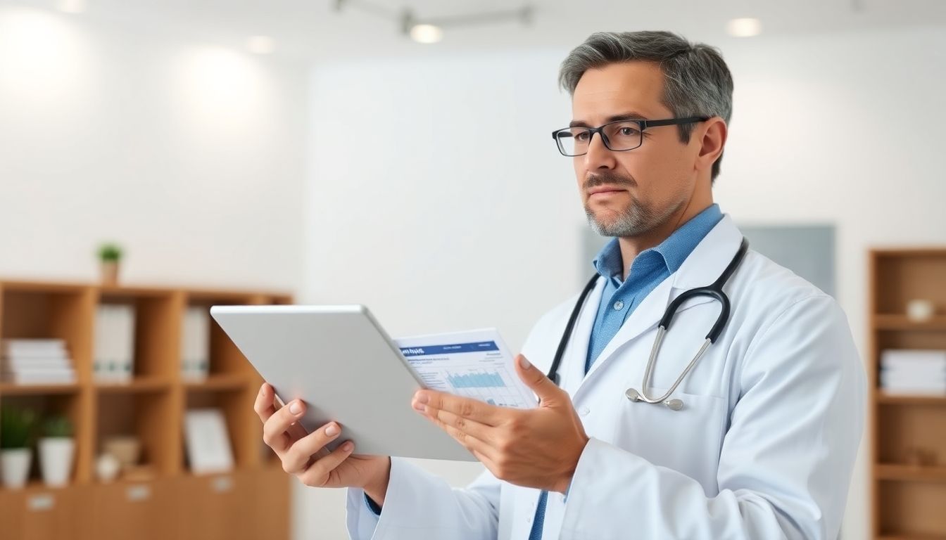 Doctor with tablet discussing Blastocystis infection.