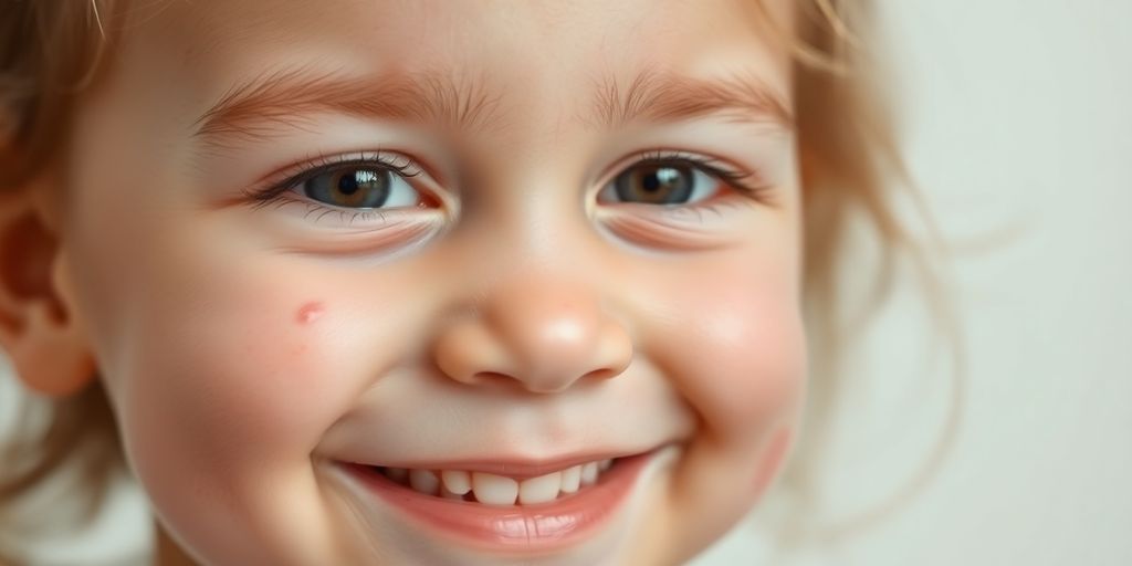 Varizellen bei Kindern: Kind mit Windpocken, lächelnd und gesund aussehend.