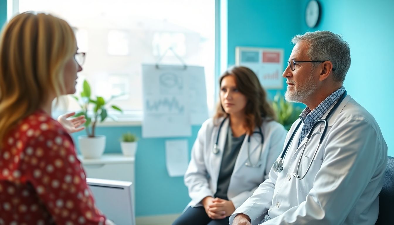 Campylobacteriose: Doctor and patient discussing Campylobacter infection in clinic.