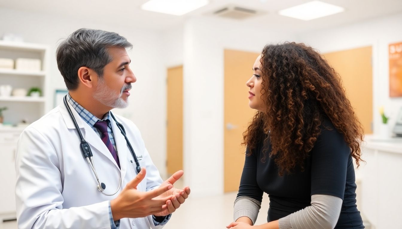 Übertragungswege der Enterobiasis: Doctor and patient in a bright clinic discussing enterobiasis.